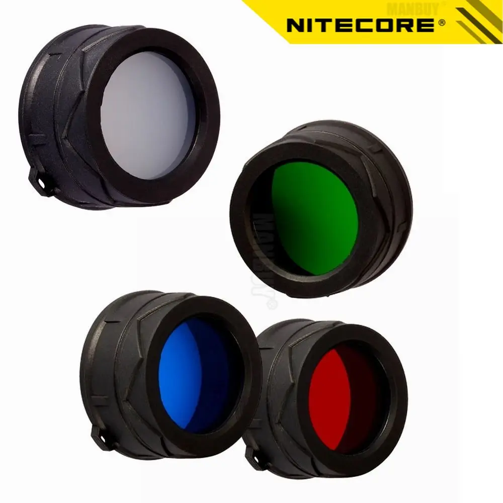 Wholesale NITECORE NFR34 NFG34 NFB34 NFD34 RGB Filter Diffused Mineral Coated Glass Lens For Flashlight Head 34mm EC25 SRT6