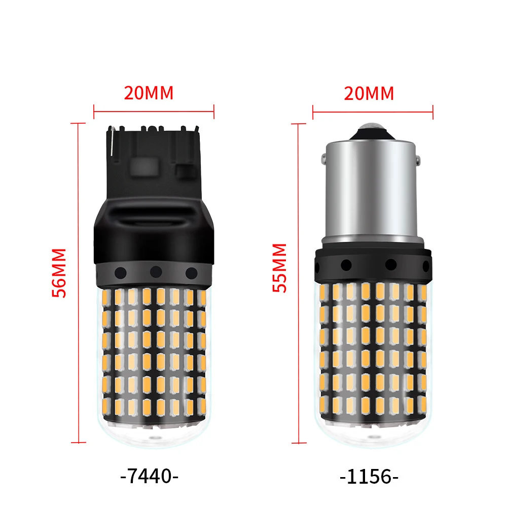 1Pcs 1156 Ba15s T20 LED P21W W21W PY21W LED Canbus Bulbs No Hyper Flash lights Auto Car Turn Signal Parking lights 3014 144 smd