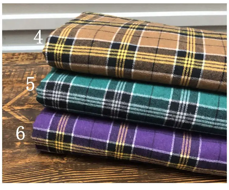 Scotland Plaid Fabric Red, Yellow And Blue Plaid Peach Cotton Fabric Shirt Skirt Handmade DIY Fabric/1M