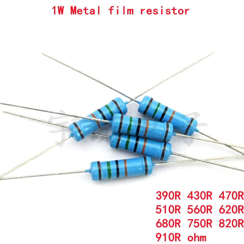 20pcs 1W Metal film resistor 1% 390R 430R 470R 510R 560R 620R 680R 750R 820R 910R 390 430 470 510 560 620 680 750 820 910 ohm