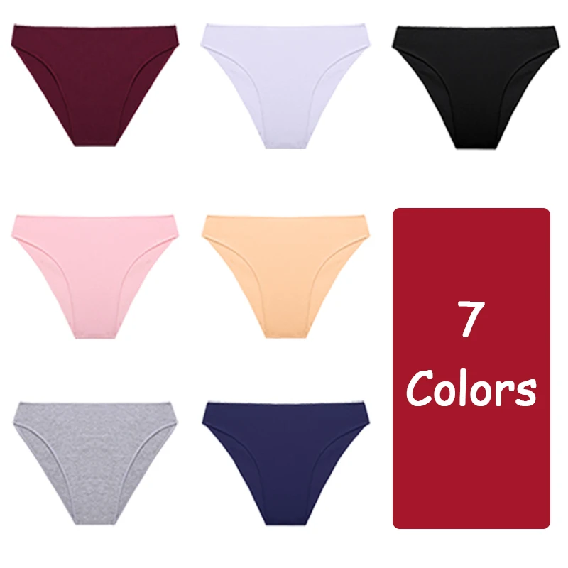 Sexy Low Waist Briefs Panties Plus Size M-XXL Cotton Lingerie Female Breathable Underwear 7 Solid Color Girls Intimates Lingerie