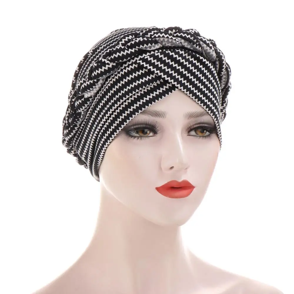 Muslim Women Silk Braid Pre tied Turban Hat Headscarf Cancer Chemo Beanie Cap Headwear Head Wrap Hair Accessories