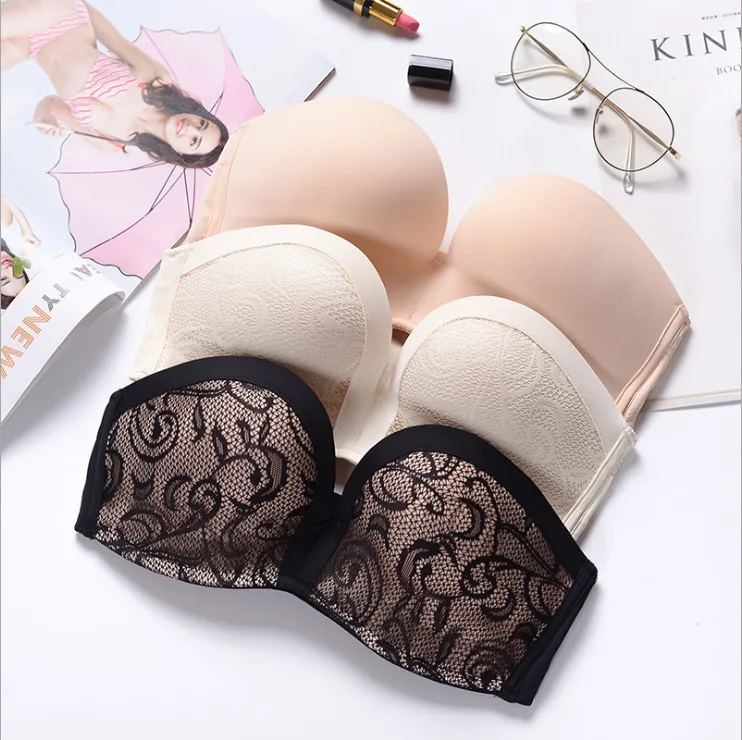 

2019 Sexy Gathering Invisible Bras Bralette Underwear Women Push Up Strapless Bra Wedding Brassiere Underwired Back Band Bras