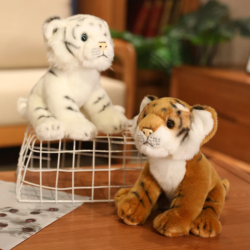 High Quality Lifelike Tiger Panther Plush Toy Soft Stuffed Animals Cute White Tiger Jaguar Doll Children Kids Birthday Gift