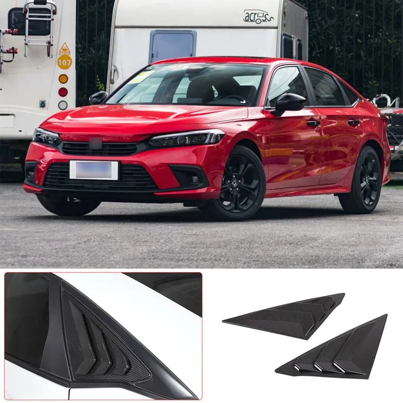 

For 2022 Honda Civic ABS carbon fiber car rear triangle shutter trim plate cover sticker car exterior accessories 2-piece set