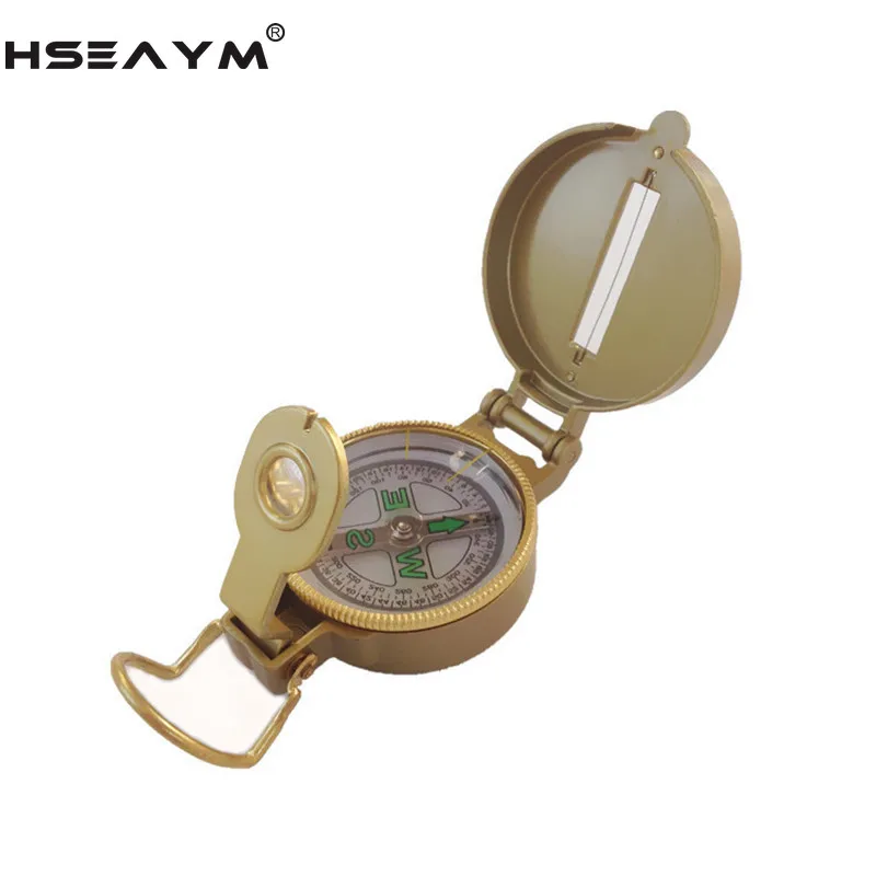 

HSEAYM High-grade Golden Aluminum Alloy American Compass Pointing Guide Portable Handheld Compass DC45-3A