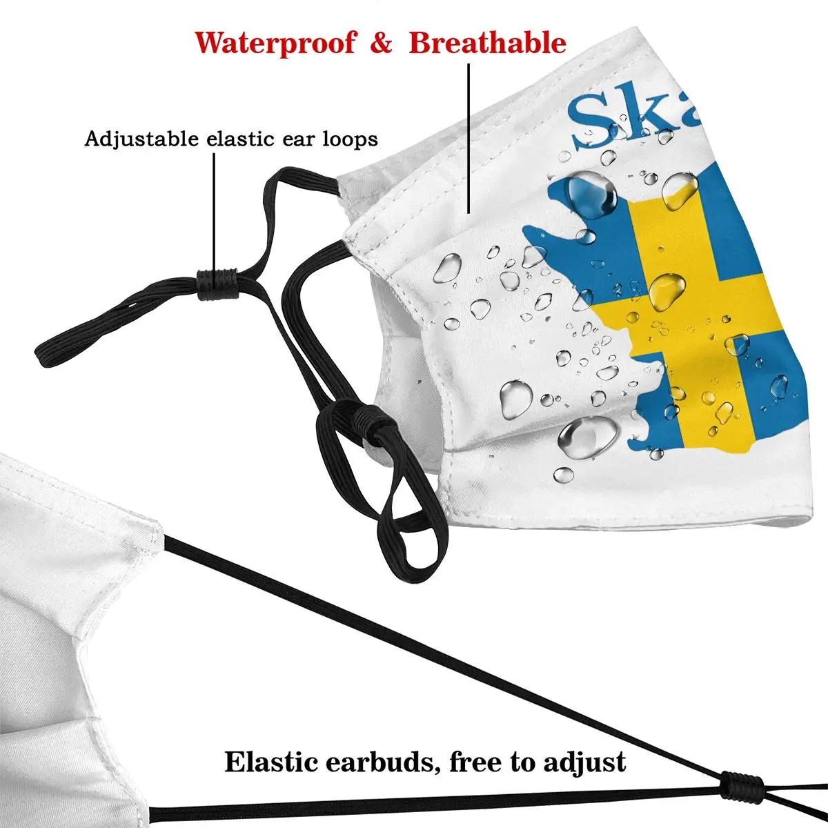 Mascarilla con filtro de carbón activado, máscara divertida con mapa de la provincia de Skane, Suecia, R282, novedad