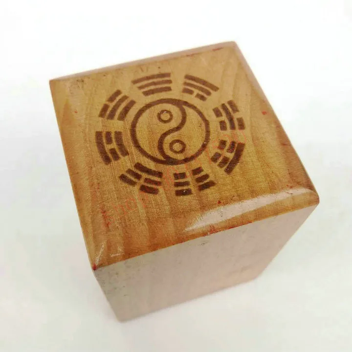 Taoist magic tools, Taoist supplies, peach wood single side seal, Taoist Scripture Shibao Wanzi Bagua seal