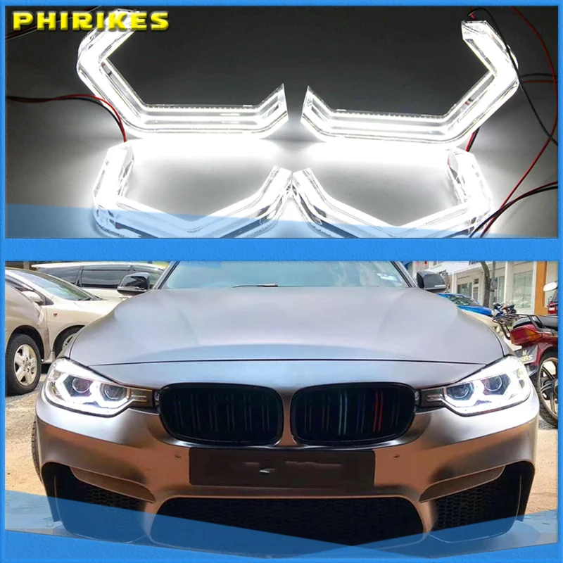 Phare d'yeux d'ange LED M4 Style iconique, pour BMW série 2 3 4 F30 F31 F32 F34 E90 E60 F10 F80 F82 F83, lentille xénon/halogène DTM DRL