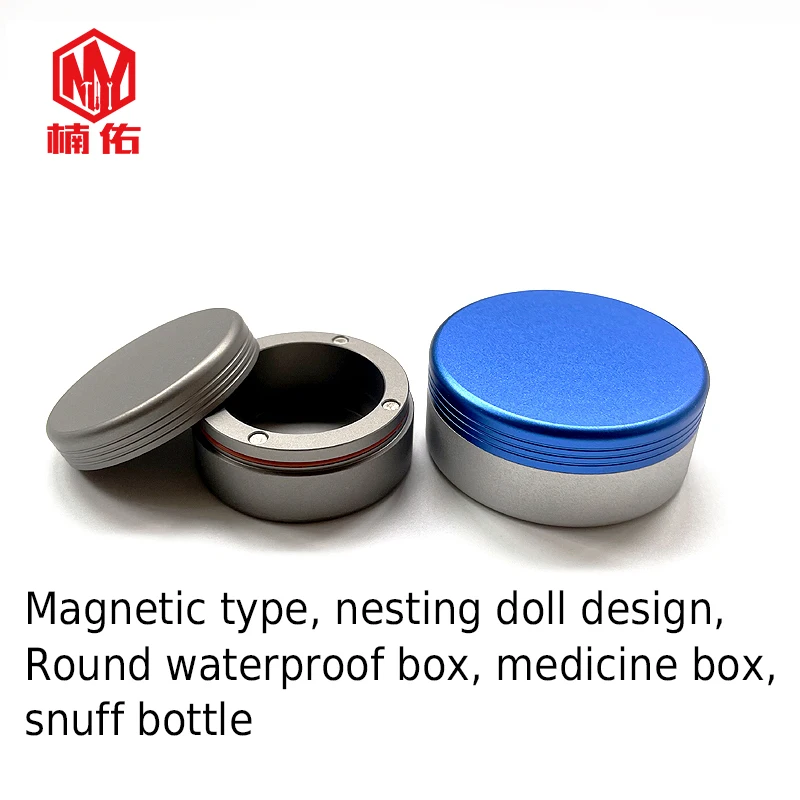 1PC EDC Titanium Alloy Round Mini Waterproof Box Multifunction Pill Box Snuff Box Contact Lens Case