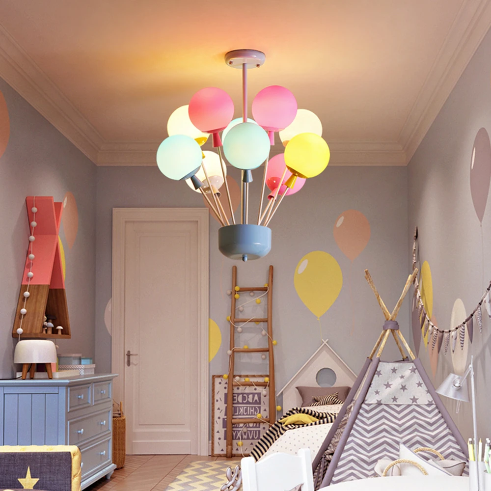 LED balloon chandelier living dining room wood chandelier decorative child lamp Children Boy Girl room baby room light