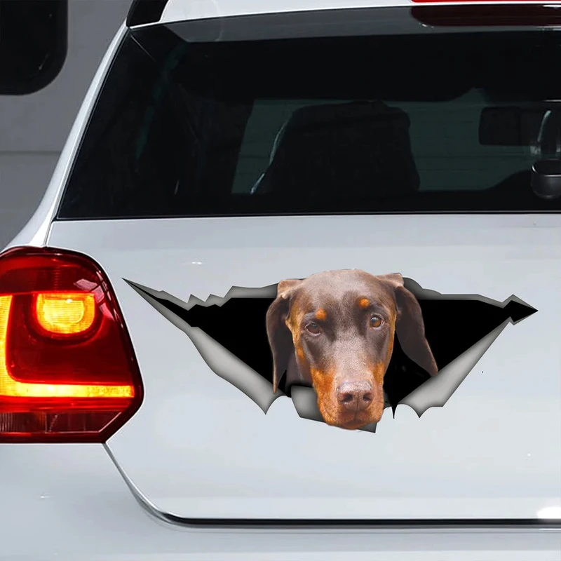 Brown Doberman Dog Self-adhesive Decal Car Sticker Waterproof Auto Decors on Bumper Rear Window Laptop Choose Size #S60446