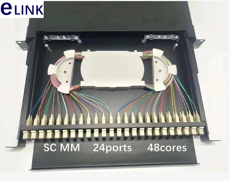 Fibra Óptica Splicing Box, OM3 96 núcleos, LC QUAD MM, totalmente com adaptador, Pigtail Metal Patch Panel, 19 "Inch Rack