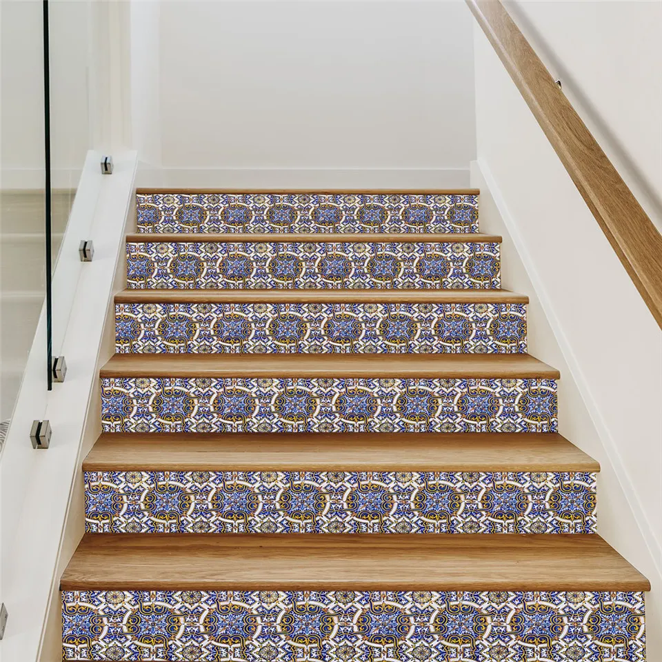 Tiles mosaic Stairs Stickers Waterproof Self-adhesive Creative Staircase Wallpaper For Home Corridor Decor Renew DIY Stair Decal