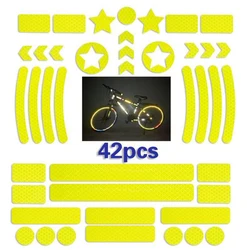 42PCS Bicycle Body Reflective Sticker Night Safety Logo Grid Stripe Warning Strip MTB Scooter Helmet Body Reflective Sticker