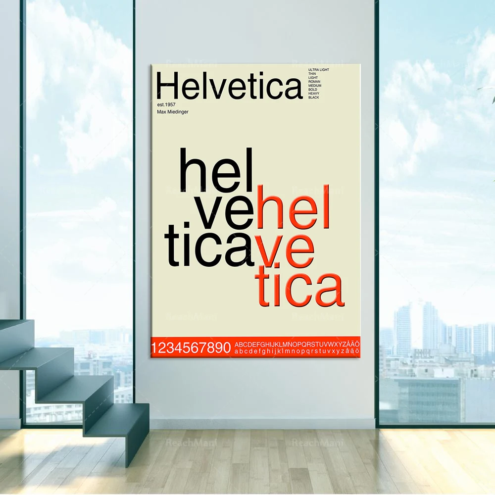 

Helvetica impression, Swiss impression of mid-century style modernity, home decor poster