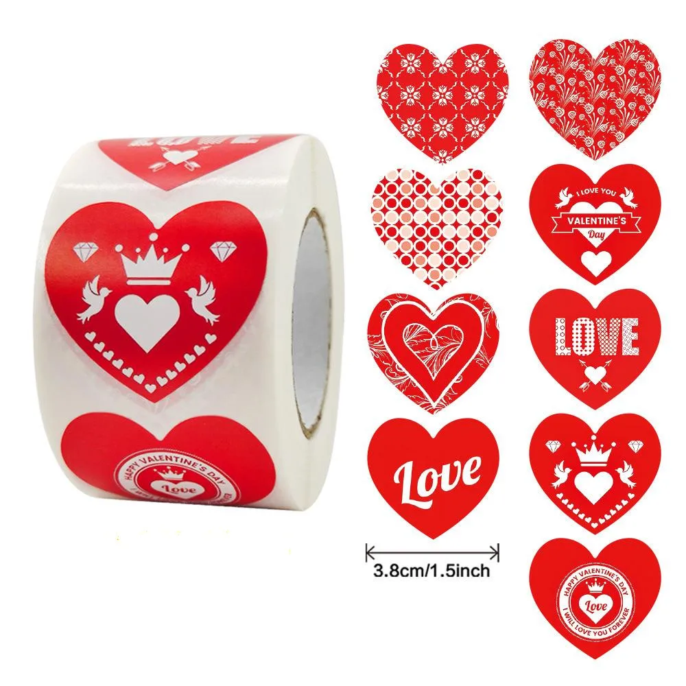 

3.8 Cm Love Valentine's Day Sticker Sealing Sticker 9 Patterns Shopping Mall Gift Decoration Sticker