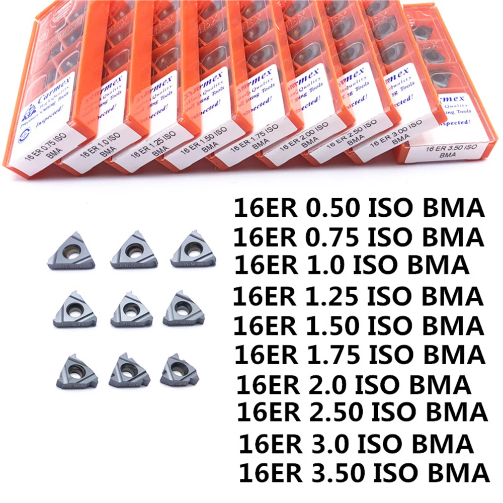 16ER ISO 0.50 ISO 0.75 1.0 1.25 1.50 1.75 2.0 2.5 ISO BMA mesin bubut CNC เครื่องมือด้ายกลึงเครื่องมือ