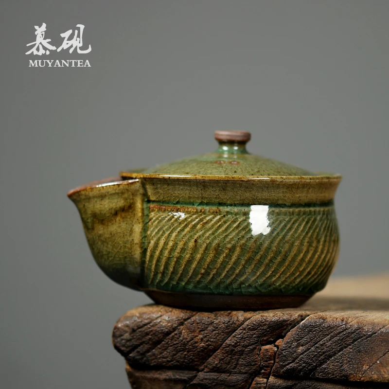 jumping knife hand grasping pot, coarse pottery firewood burning, tea making, cup cover, kiln change Kung Fu Tea Set