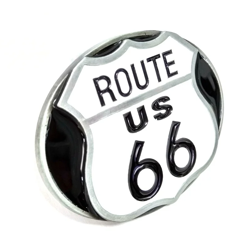 Will Rogers Highway Route US 66 White Black Big Metal Belt Buckle for Mens Waist Belts Casual Western Cowboy DIY Accessories