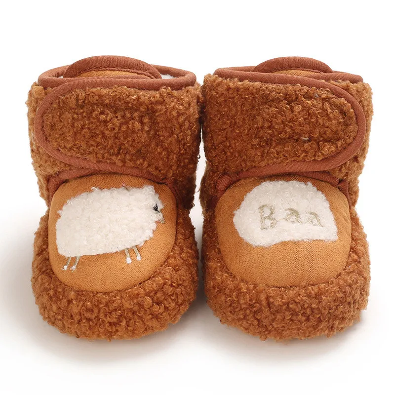 

2020 Autumn And Winter New Toddler Shoes Male Baby Female Baby Plus Velvet Warmth Cute Stitching Soft Sole Baby Shoes