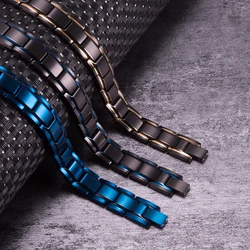 Vinterly Black Blue Bracelets Men Stainless Steel 12mm Wrist Band Magnetic Health Energy Magnet Benefits Jewelry Male Germanium