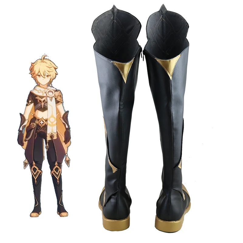 Neue Genshin Impact Cosplay Schuhe Genshin Impact Traveler Aether Cosplay Stiefel Karneval Halloween Damen/Herren Schuhe Größe 35-48