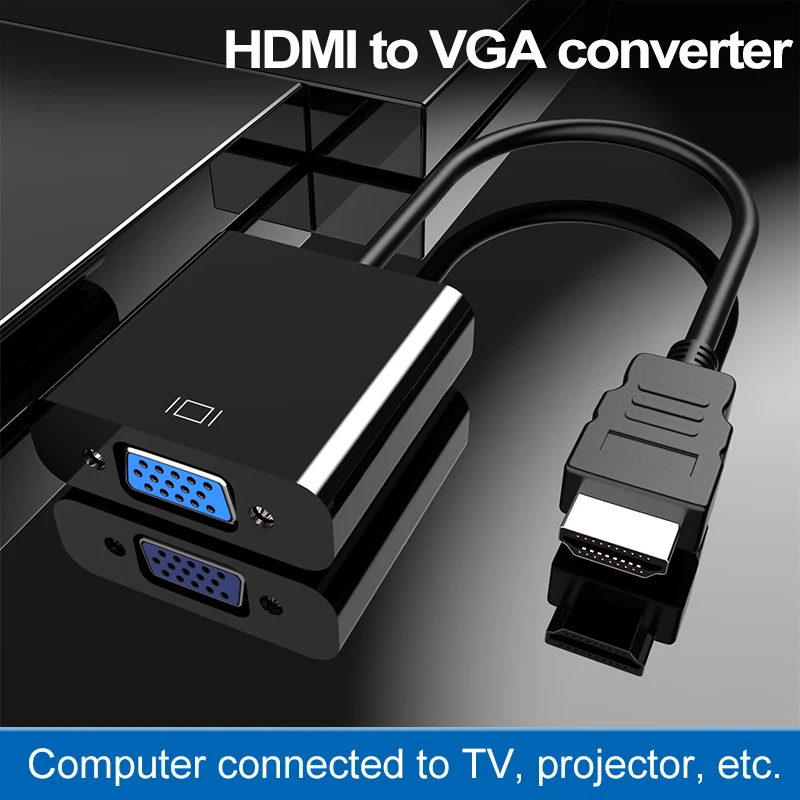 HDMI to VGA Converter Male To Female Cable Adapter 1080P Digital to Analog Video Audio Cable For for Xbox 360 PS3 PC Laptop