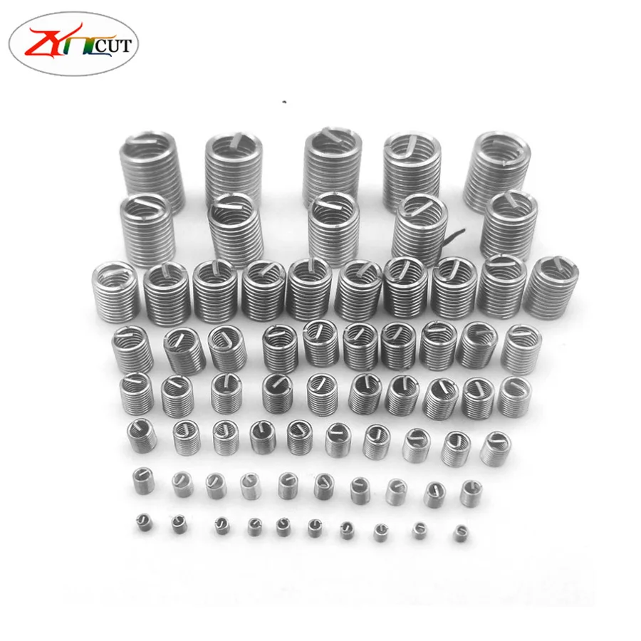 70pcs Silver M2-M12 Stainless steel thread sleeve Thread Repair Insert Kit Set Stainless Steel For Hardware Repair Tools