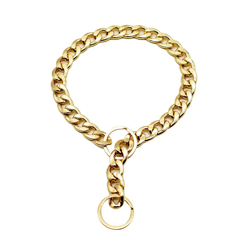 Metal Dogs Training Choke Chain Collars Luxury Pet Dog Collar Gold Chain Collar Necklace for Bulldog Small Medium Dogs