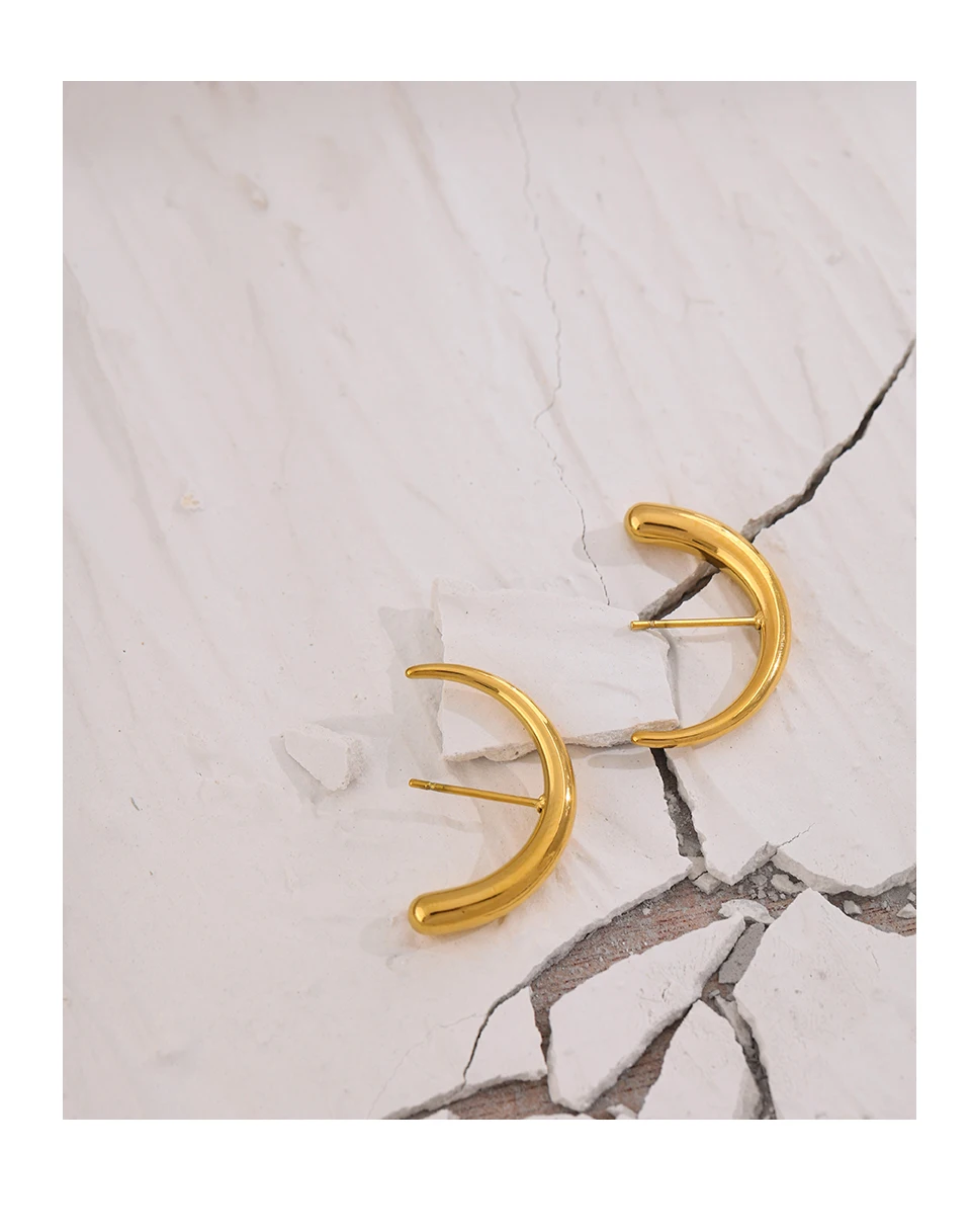 Yhpup Geometrische Ohrstecker aus Edelstahl, einfache Metallstruktur, ungewöhnlich, für Damen, Sommer, wasserdicht, Charm-Schmuck, Geschenk – Detail 7