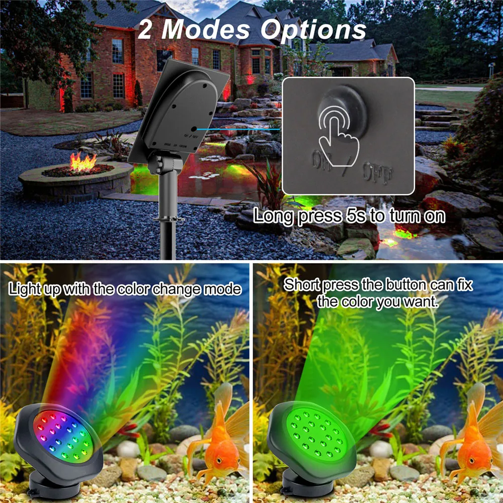 T-sunrise 3/5 lampen solar led lichter outdoor rgb farbwechsel solar strahler ip68 wasserdichte garten dekoration solar licht