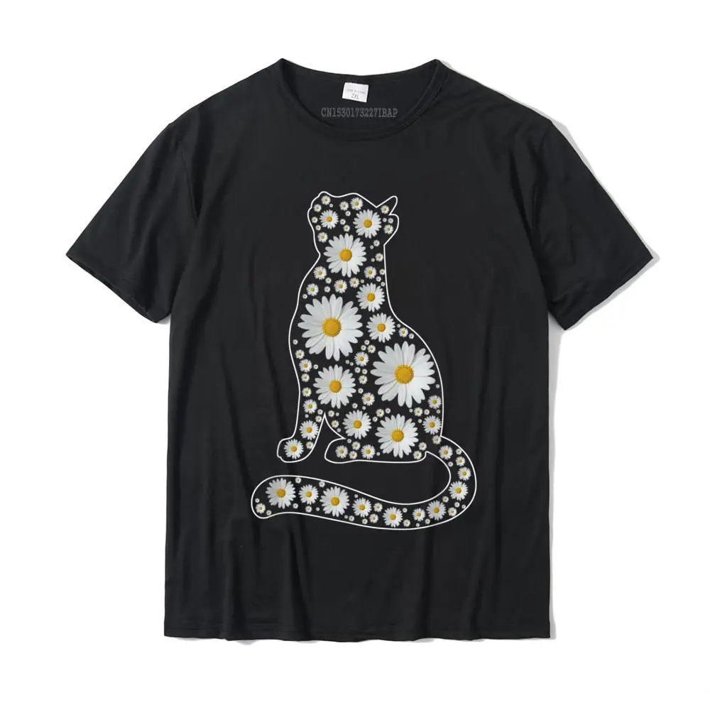 

Daisy Flower Cat T-Shirt Gift For Cat Lover Daisy Flowers T-Shirt Casual T Shirt Tees For Men Retro Cotton Printed On T Shirts