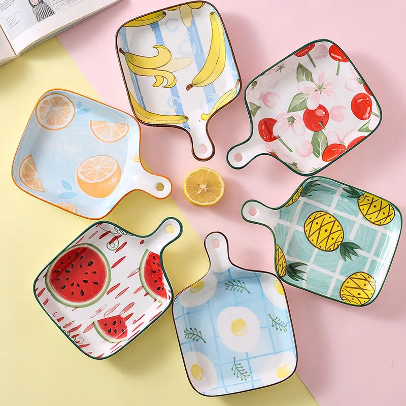 Ceramic Tableware Set Fruit Creative Dinner Plate Household Single Handle Baking Tray Watermelon Pineapple Ins Baking