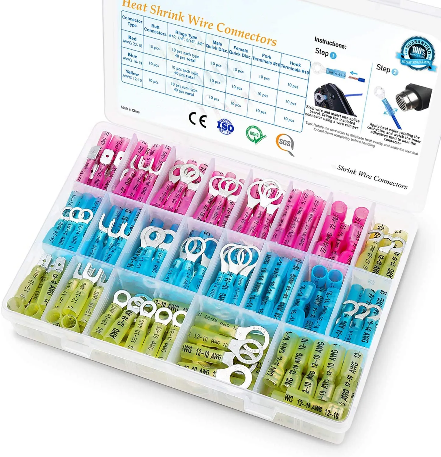 

Heat Shrink Connectors Electrical Wire Connectors Crimp Connectors Insulated Automotive Marine Wire Terminal Kit Ring Fork Hook
