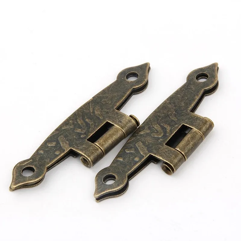 8PCS Iron Decorative Antique Bronze Hinges Jewelry Chest Wooden Box Wine Case Hinge with screws Furniture Connectors Hardware