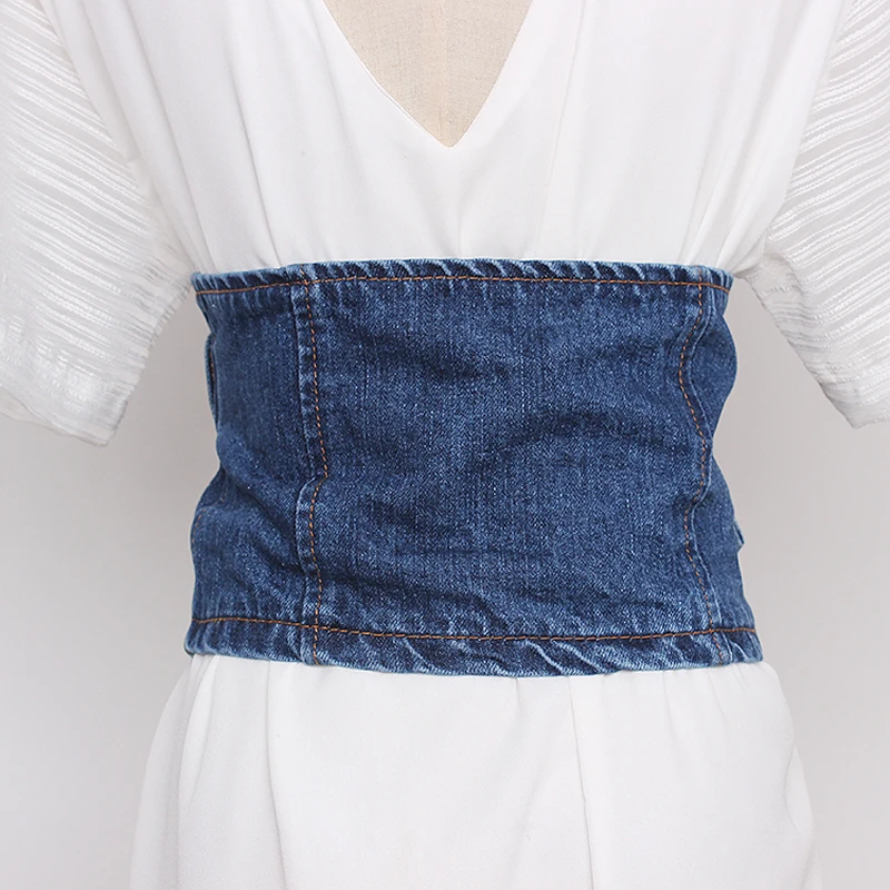 Cinture larghe in Denim da donna con fibbia corsetto da donna a vita alta cinture Cinch cintura abiti accessori