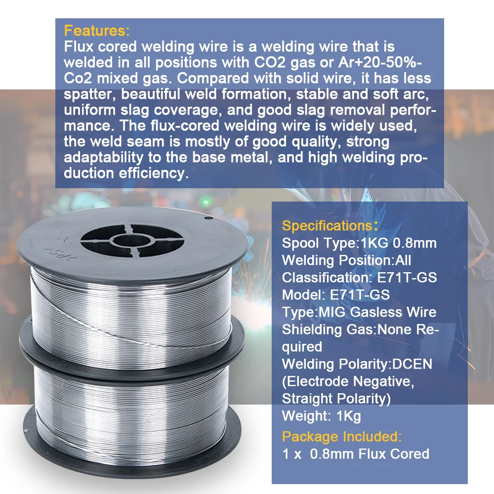 Mig welds Gasless E71T-GS Flux Cored Wire  Gas Shield Gas Carbon Steel Welding Material Solid Wire 0.6-1.0mm