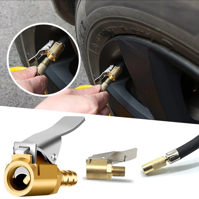 8mm Car Auto Brass Tyre Wheel Tire Air Chuck Inflator Pump Valve Clip Clamp Connector Adapter Car Accessories For Compressor