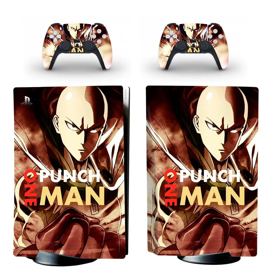 Pegatina de piel de disco estándar One Punch Man PS5, cubierta de calcomanía para consola PlayStation 5 y 2 controladores, vinilo de piel de disco PS5