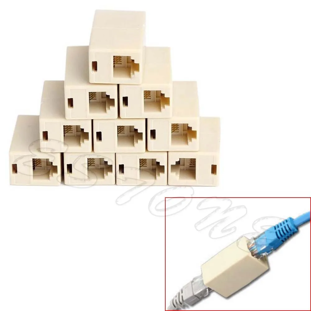 10個Rj45Cat5カプラープラグネットワークlanケーブル拡張コネクタアダプター新品