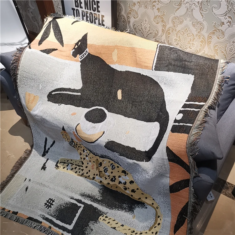 Nodic Ocelot Panther Animal Cotton Travel Blanket Leisure Blanket Sofa Towel Carpet Cover Blanket Single Tapestry Sofa Mat