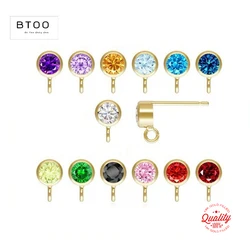 Real 14K Gold Filled Ear Wire 3MM/4MM AAA CZ Bezel Post Earring with Ring Gold Ear Wire Jewelry Making Handmde DIY Earrings