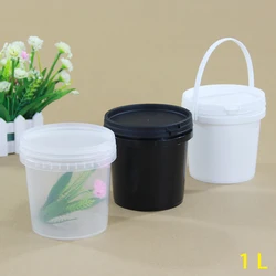 5PCS 1L Food Grade Plastic Bucket with Handle and Lid Good Sealing Round Storage Container For Food Liquid Painting