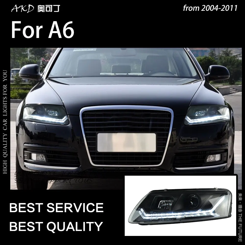 AKD Car Styling Head Lamp for A6 Headlights 2004-2011 A6 LED Headlight C5 C6 Turn Signal DRL Bi Xenon Projector Auto Accessories