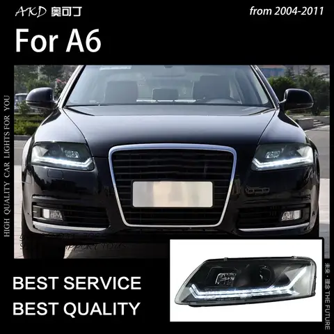 AKD 자동차 스타일링 헤드 램프, A6 헤드라이트 2004-2011 A6 LED 헤드라이트 C5 C6 방향 지시등, DRL Bi Xenon 프로젝터, 자동차 액세서리