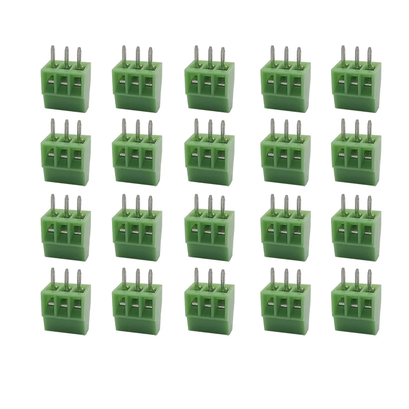2/5/10/20Pcs KF120-2.54mm-3P Straight Pin PCB Mount Screw Straight Pin Terminal Green KF120 2.54mm Pitch 3Pin Terminal Connector