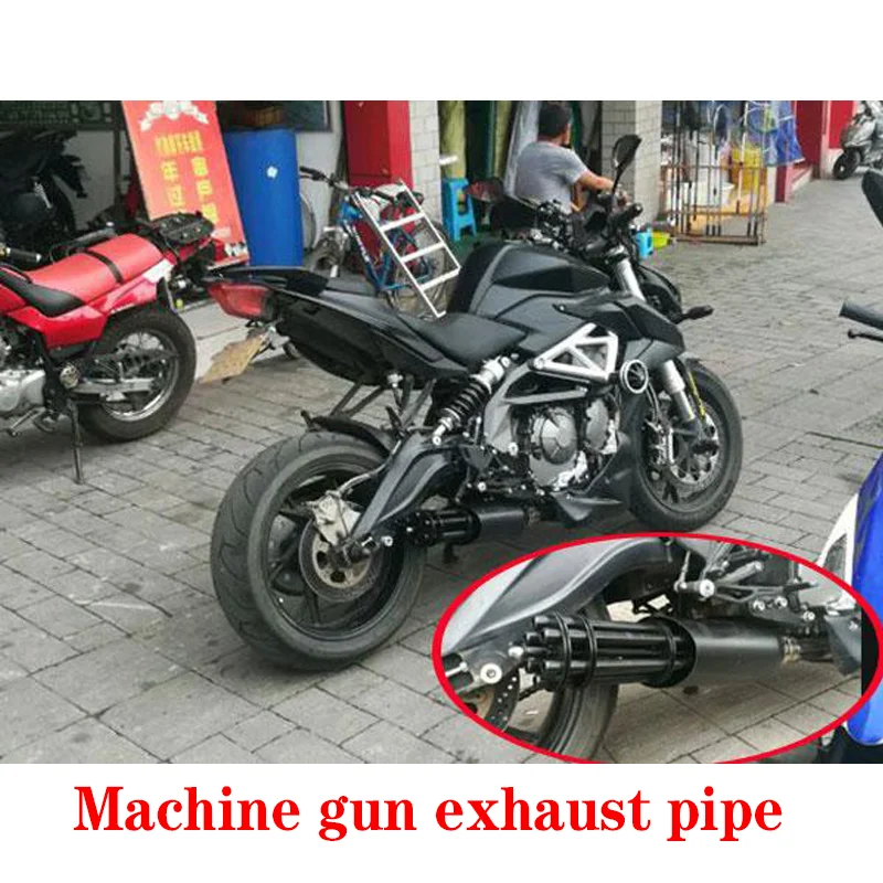 Exhaust Motorcycle Muffler Gatling Gun Pipe Can Rotate Motorbike Modified For Honda Yamaha Kawasaki KTM ATV Pit Bike Scooter