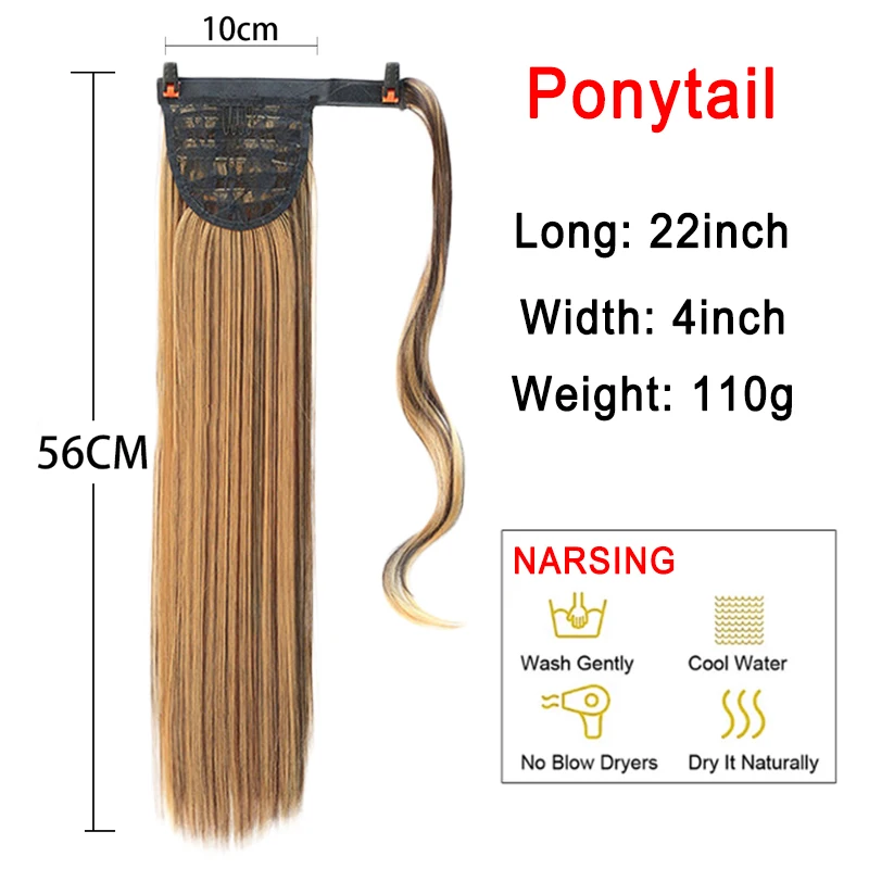 Synthetic Straight Long Natural Hair Ponytail Extension Wrap Around Clip in Hair Piece Curly Pony Tail For Woman Fake Hairpiece