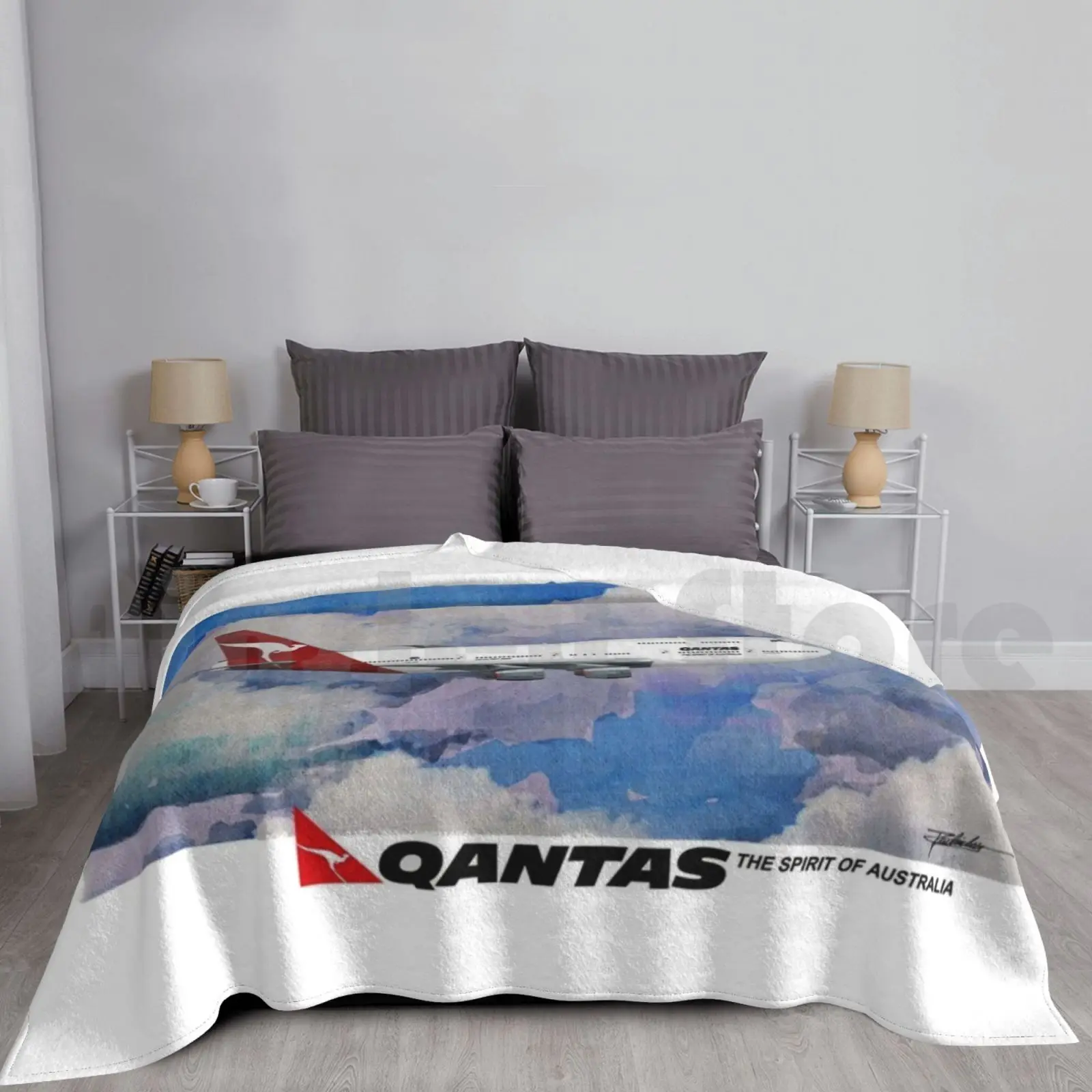 Qantas Jet Cobertor Moda Personalizado Qantas Quantas Espírito da Austrália Austrália Sidney Sky Cangaroo